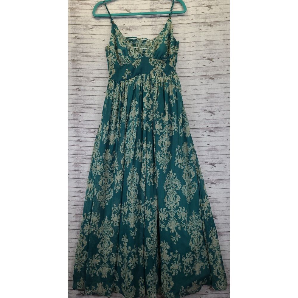 Miss Me Maxi Dress Green Sz Large Adjustable Straps